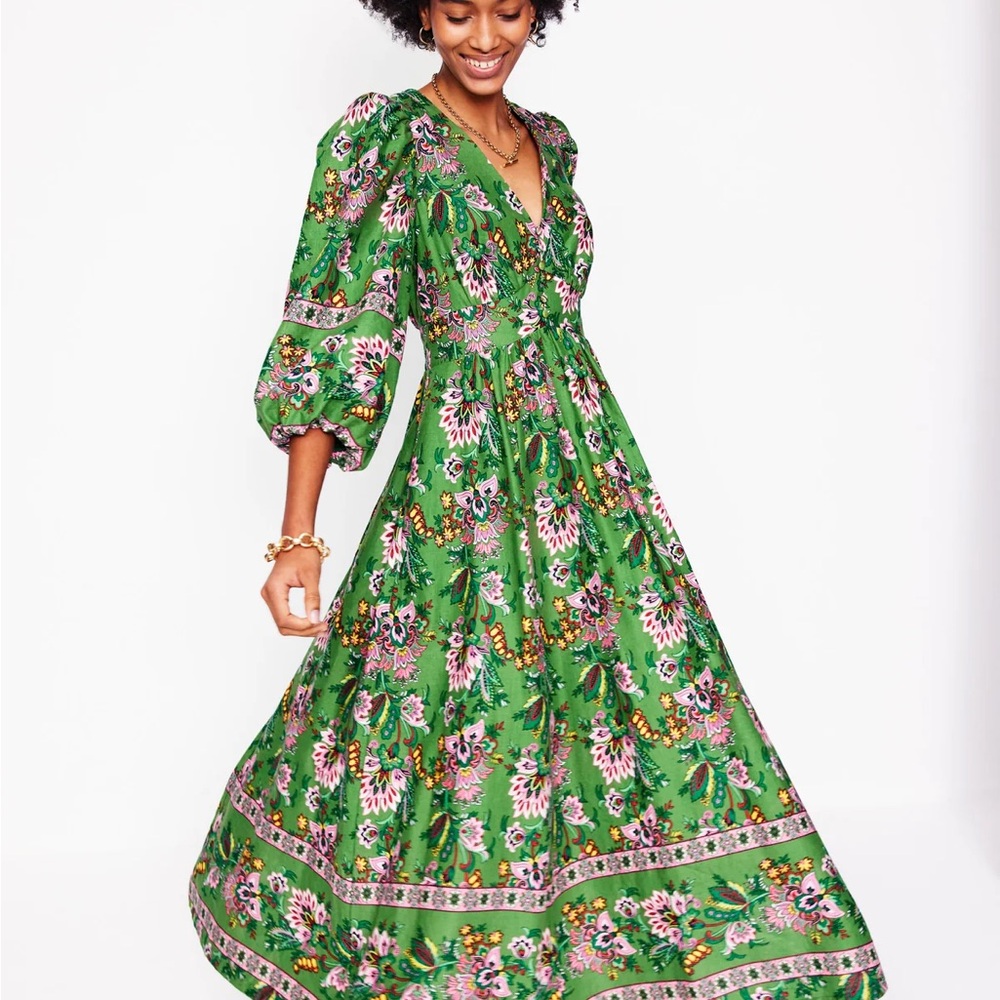 Boden Vibrant Green Floral Maxi Dress